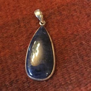Genuine lapis pendant in sterling silver